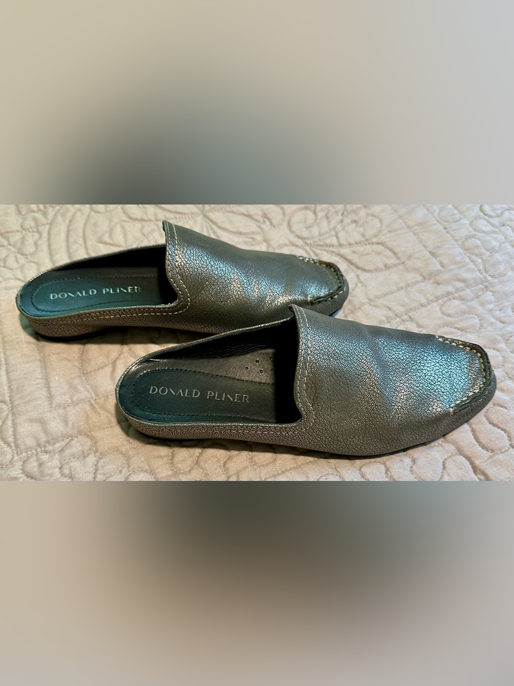 Donald J. Pliner Metallic Leather Slip-On Mules